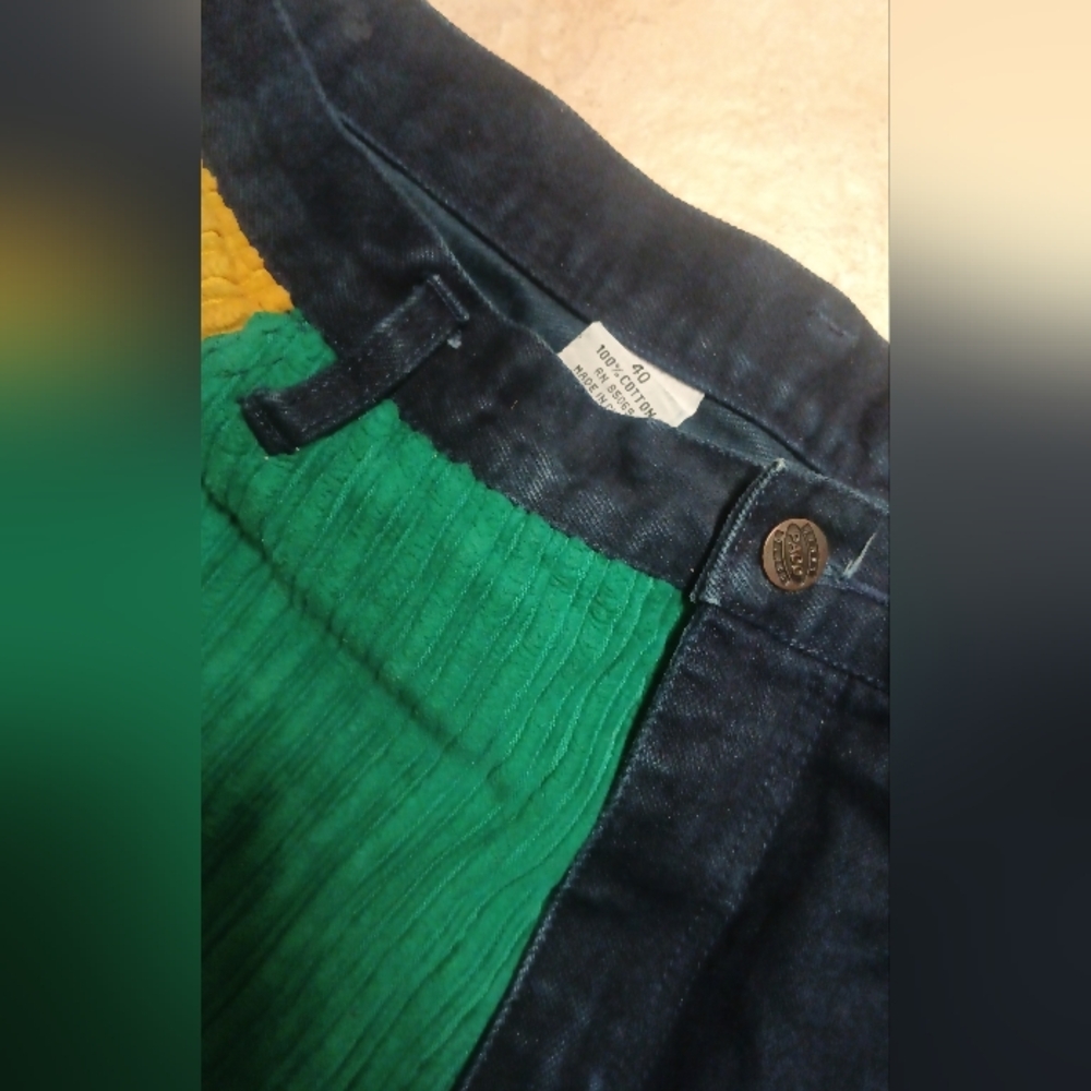 Vintage 90's PACO Patchwork Coloroid Colorblock Cross Colours Jeans - Picture 3 of 3